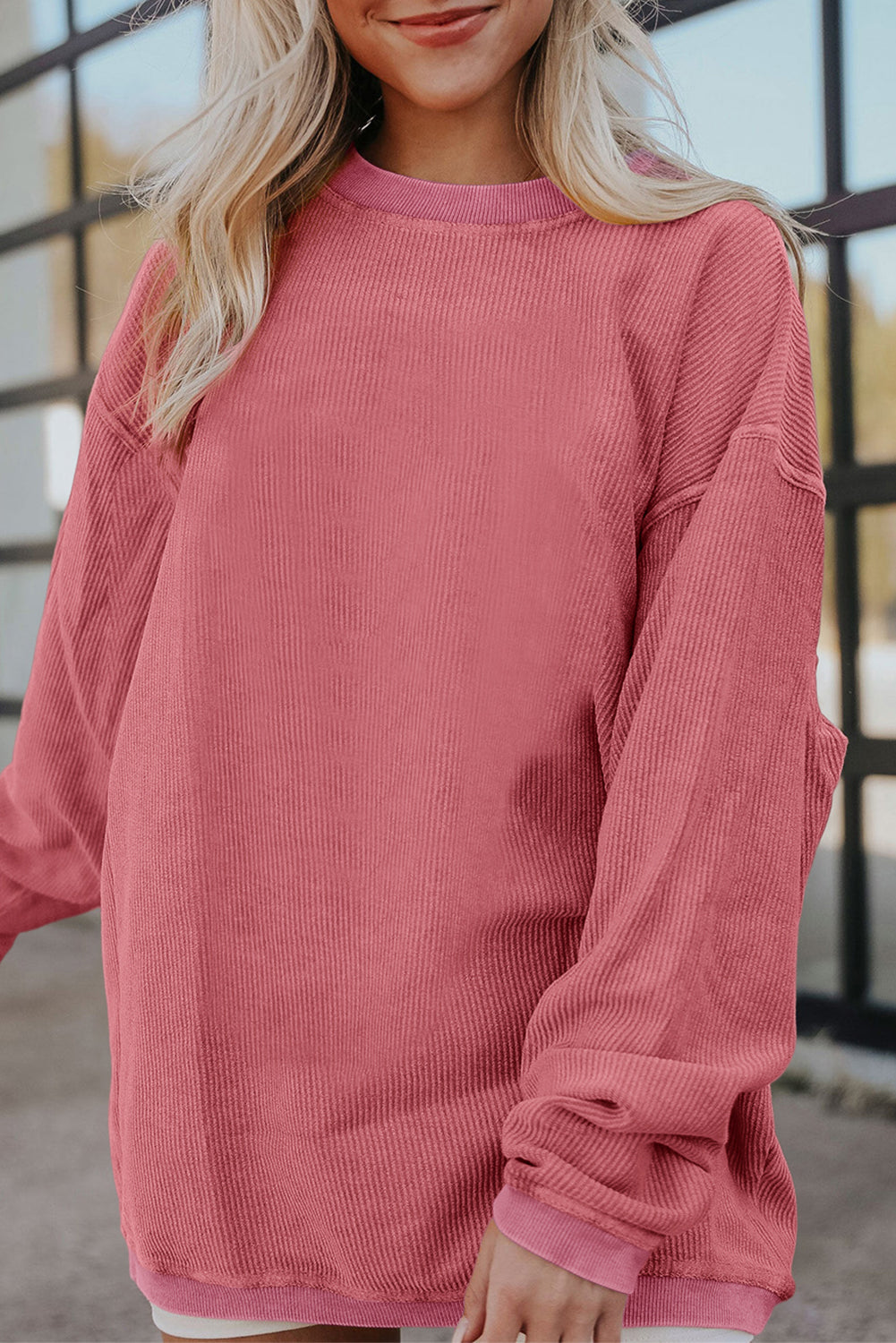 Ribbed Corduroy Oversized Sweatshirt -13 COLOR OPTIONS