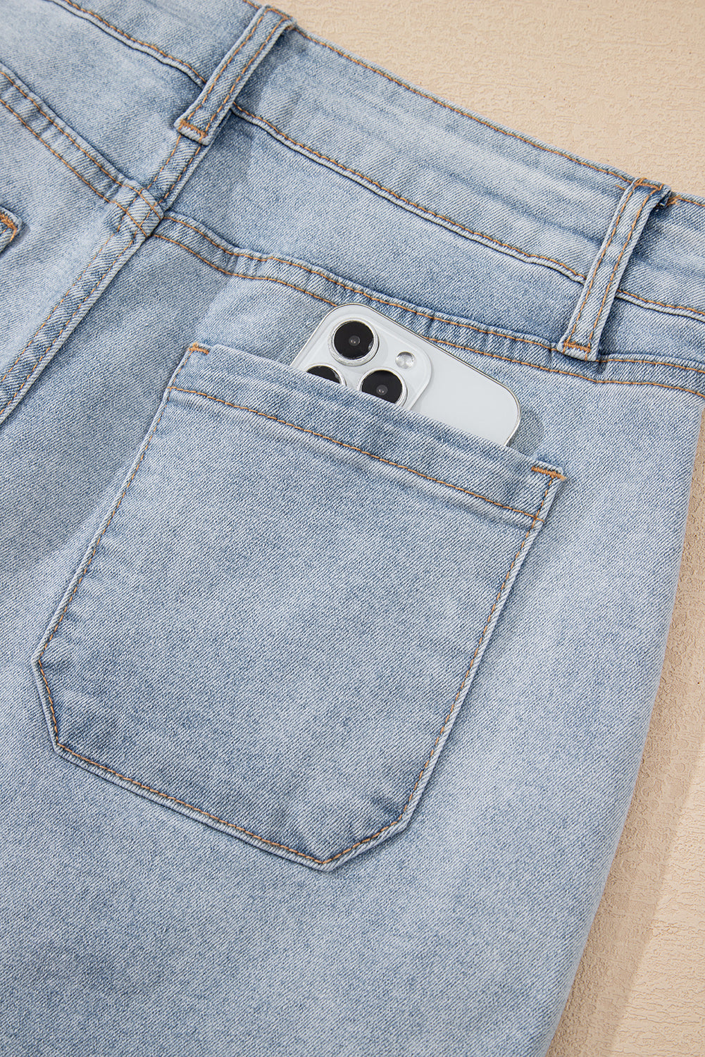 Beau Blue Light Wash High Rise Denim Shorts