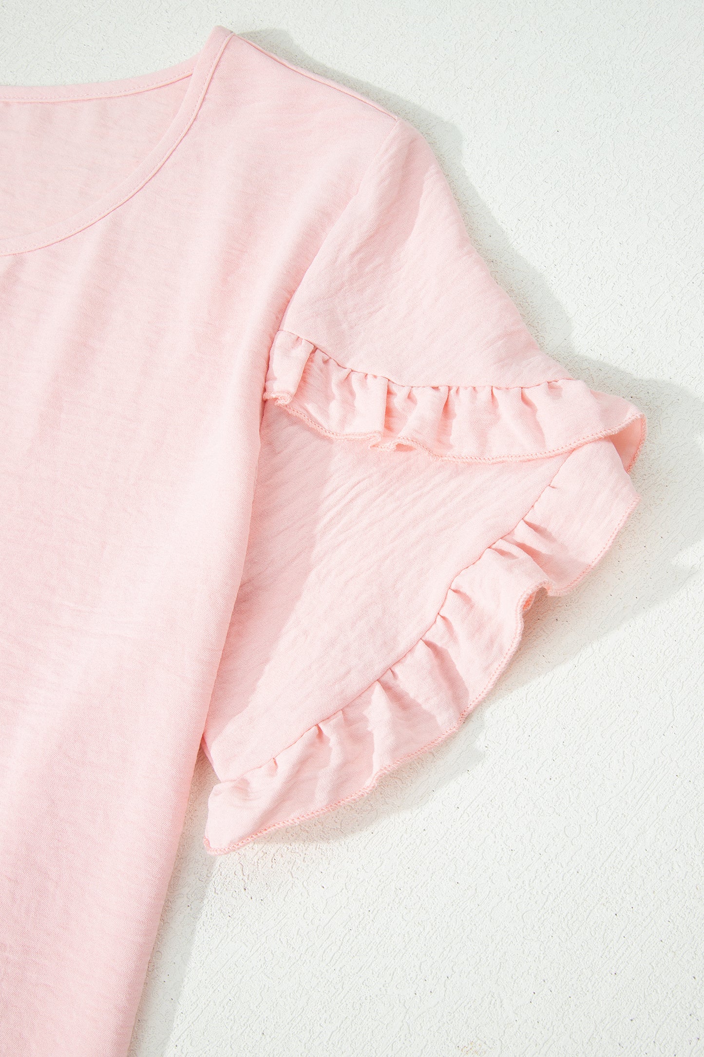 Ruffle Trim Short Sleeve Blouse -2 COLOR OPTIONS