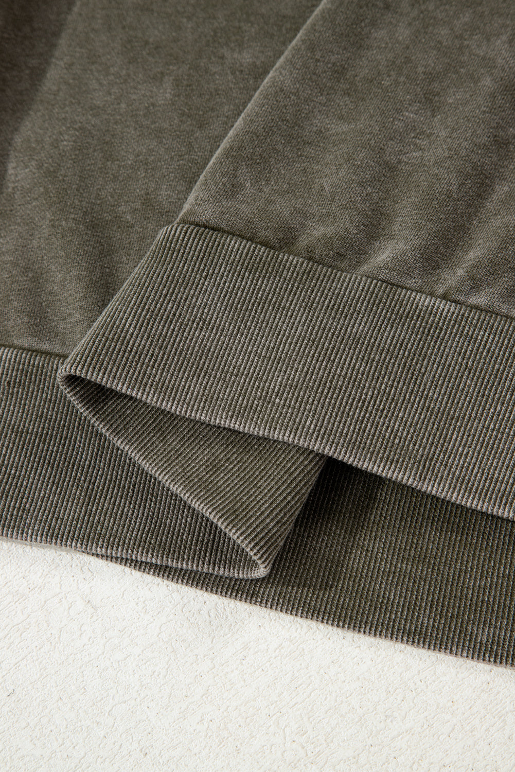 Jungle Green Lace Applique Notched Neck Mineral Wash Baggy Sweatshirt