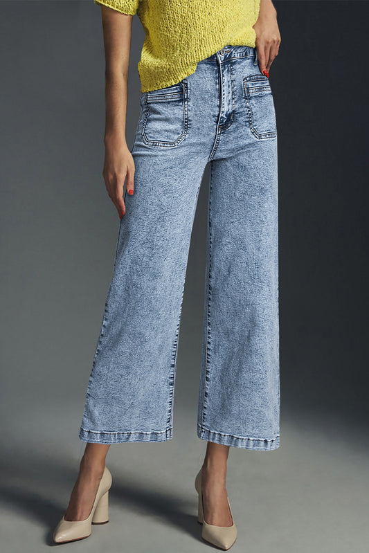 Patch Pocket Straight Leg Loose Jeans- 4 COLOR OPTIONS
