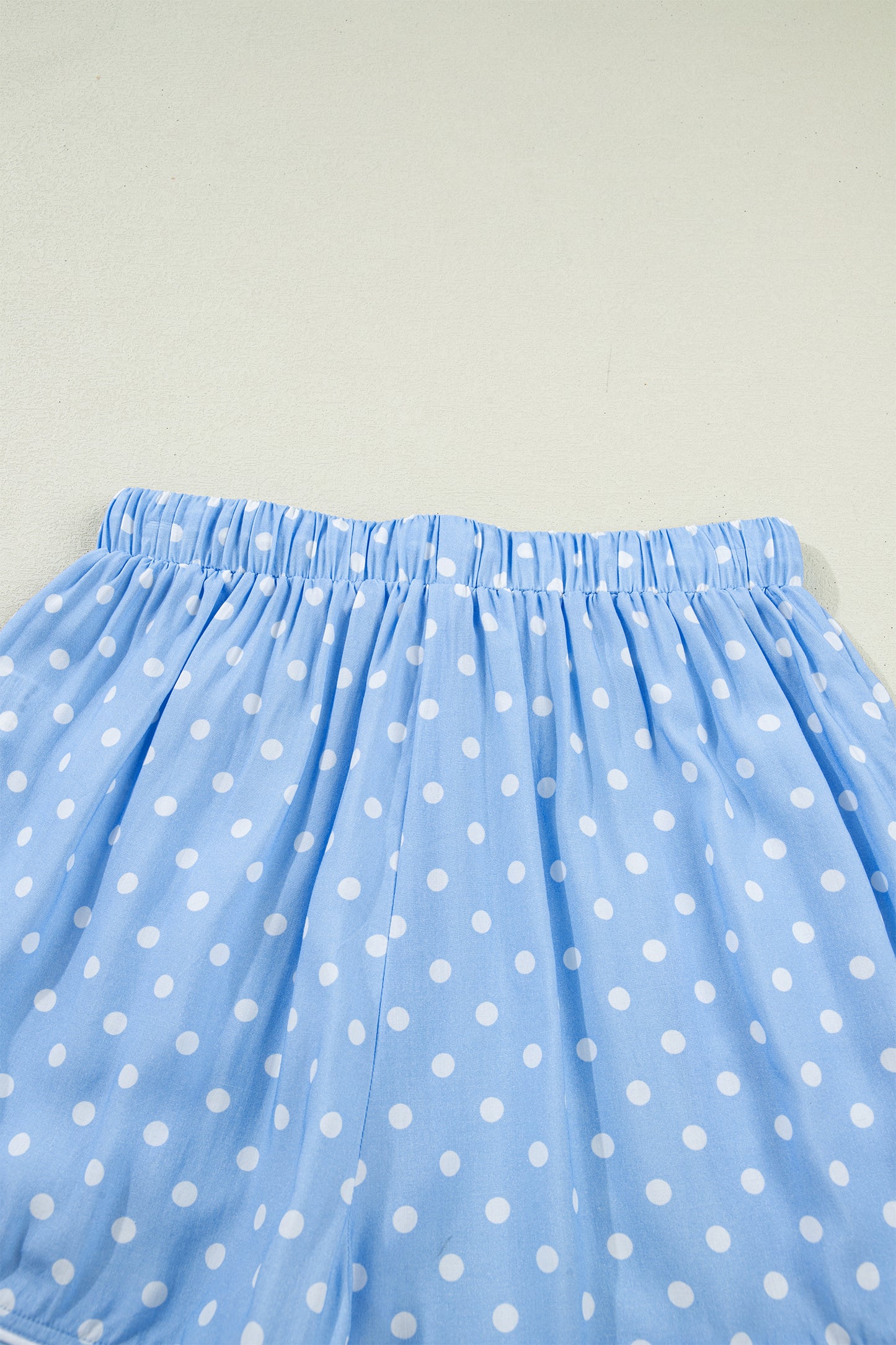 Sky Blue Dotted Print Soft Short Pajama Set