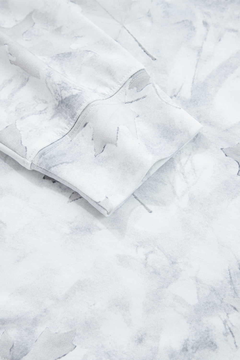 Beige Maple Camo Print Pullover Top and Elastic Waist Casual Short Set