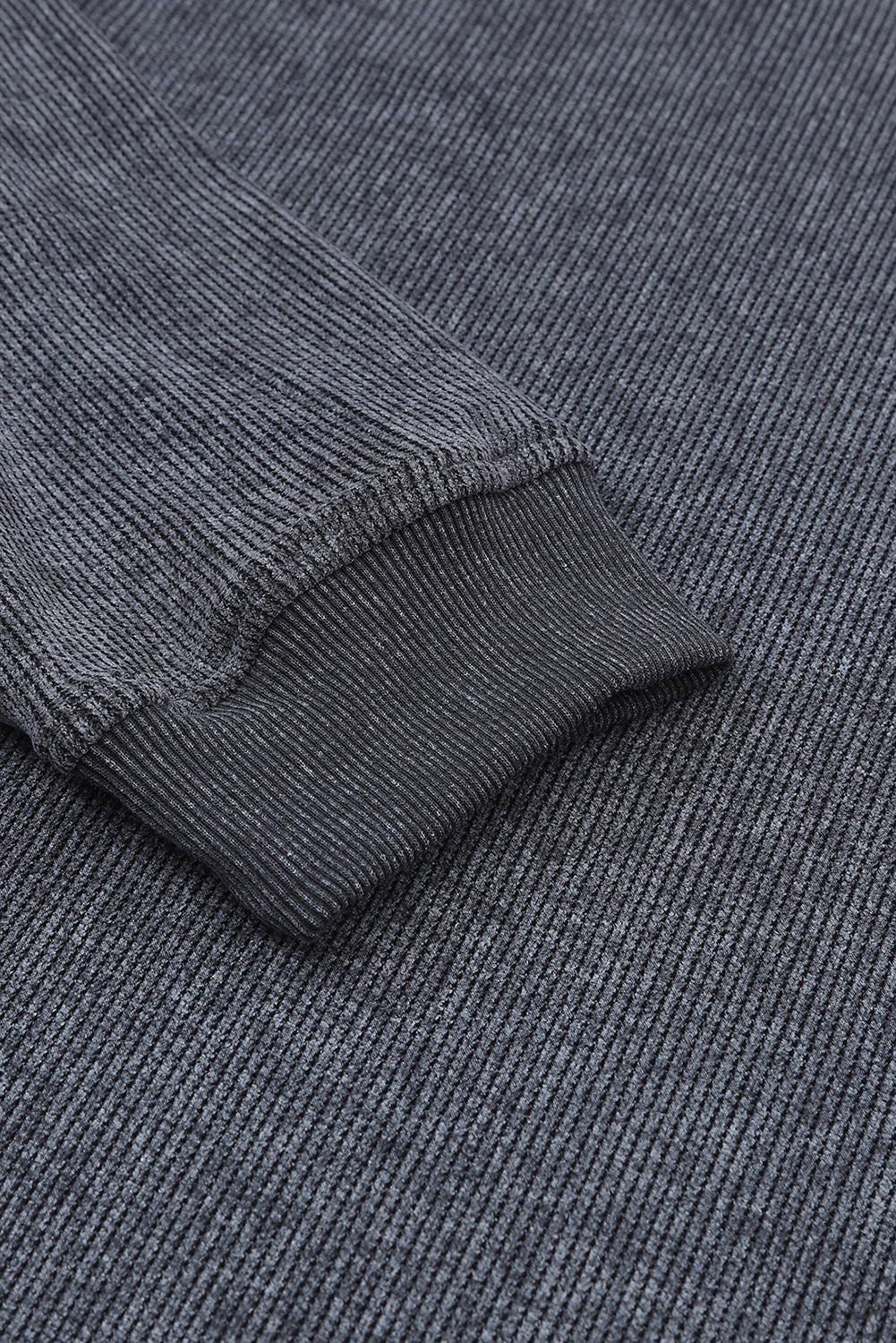 Solid Ribbed Round Neck Pullover Sweatshirt -Variety of Colors