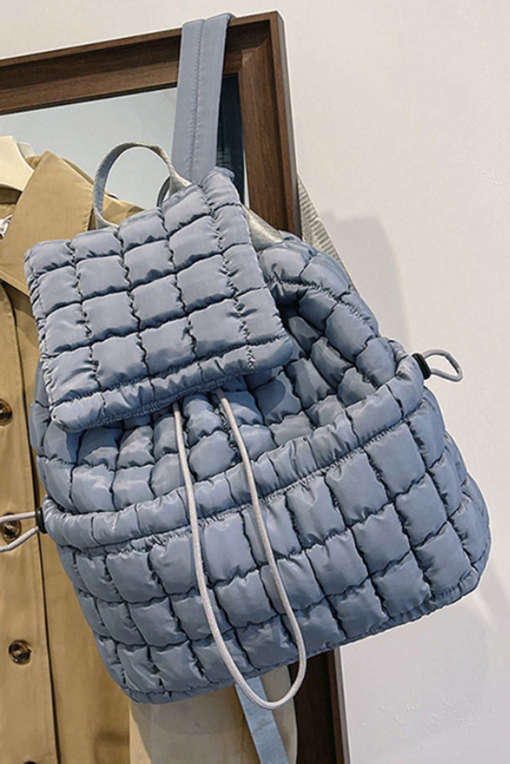 Solid Flapped Quilted Puffer Backpack -6 COLOR OPTIONS