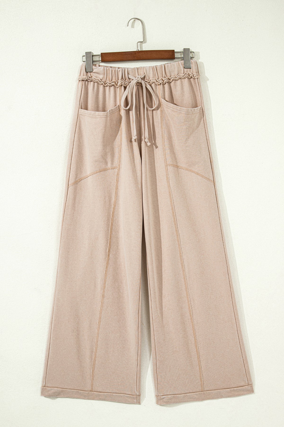 Mineral Wash Drawstring Retro High Waist Wide Leg Western Pants -2 COLOR OPTIONS