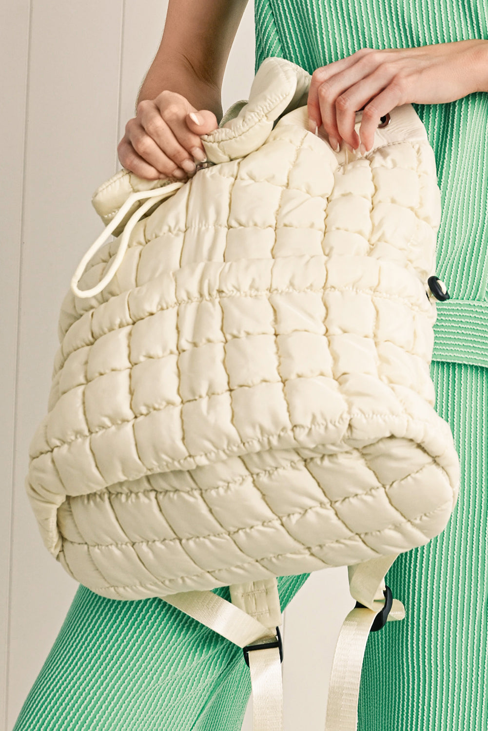 Solid Flapped Quilted Puffer Backpack -6 COLOR OPTIONS