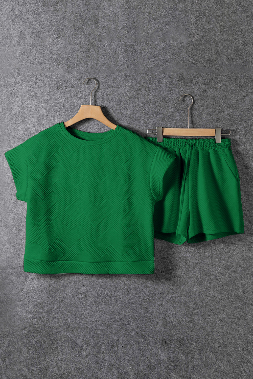 Textured Short Sleeve Top and Shorts Set -4 COLOR OPTIONS