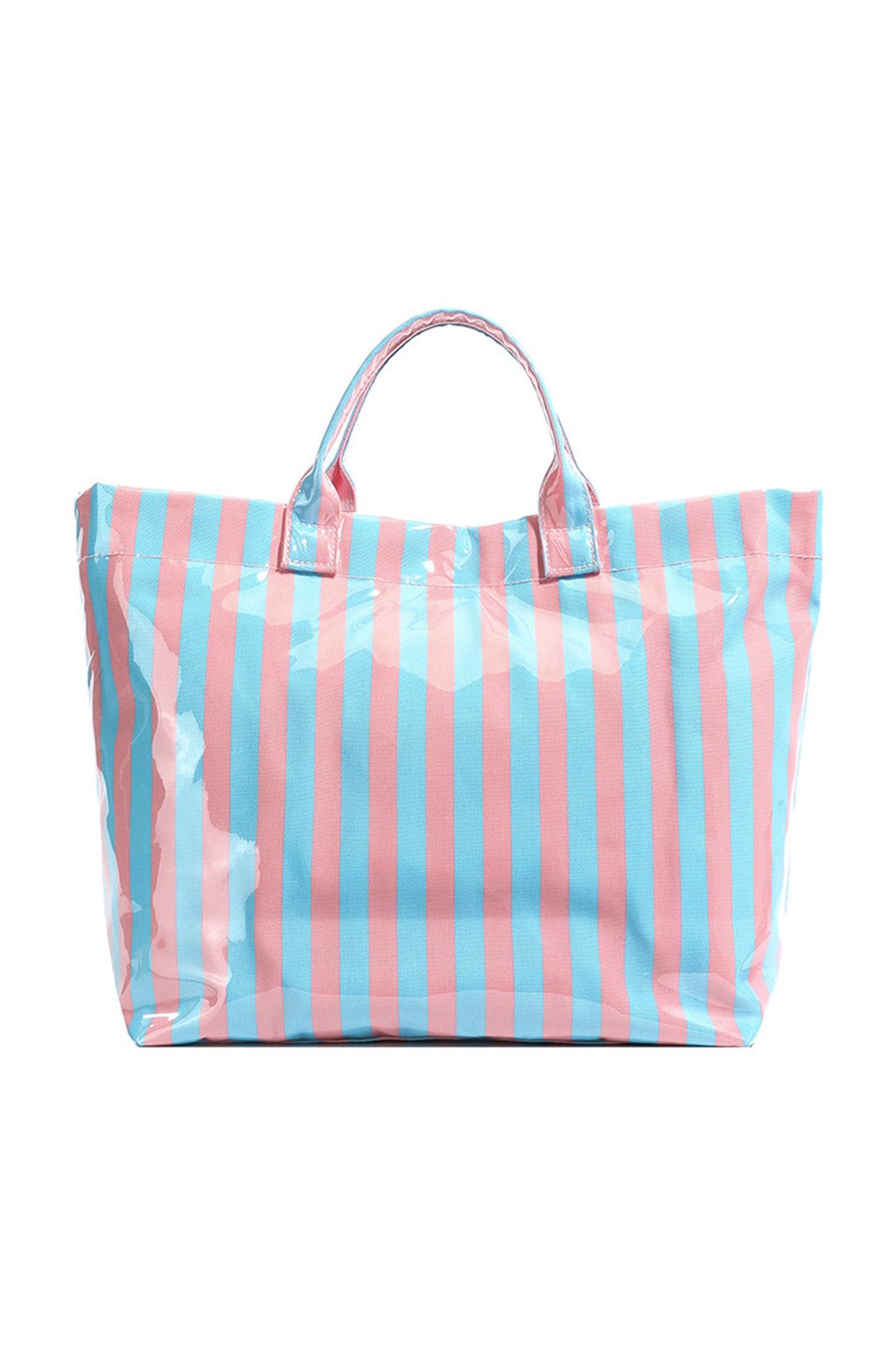 Rainbow Glossy Striped Vinyl Large Tote Bag -8 COLOR OPTIONS