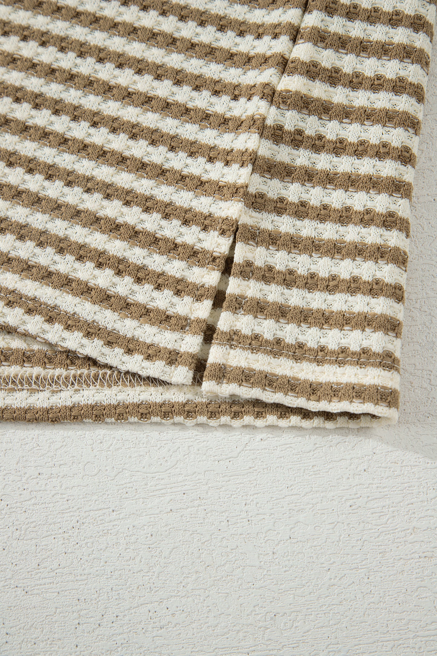 Stripe Breathable Textured Knit Short 2pcs Set -4 COLOR OPTIONS