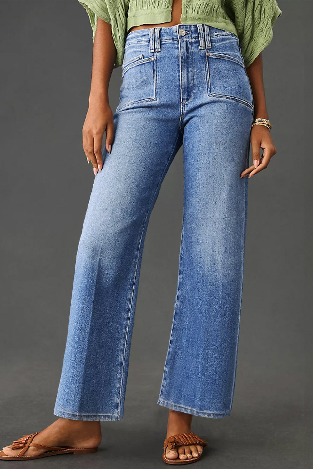 Loose Straight Leg Cropped High Waist Jeans -2 COLOR OPTIONS