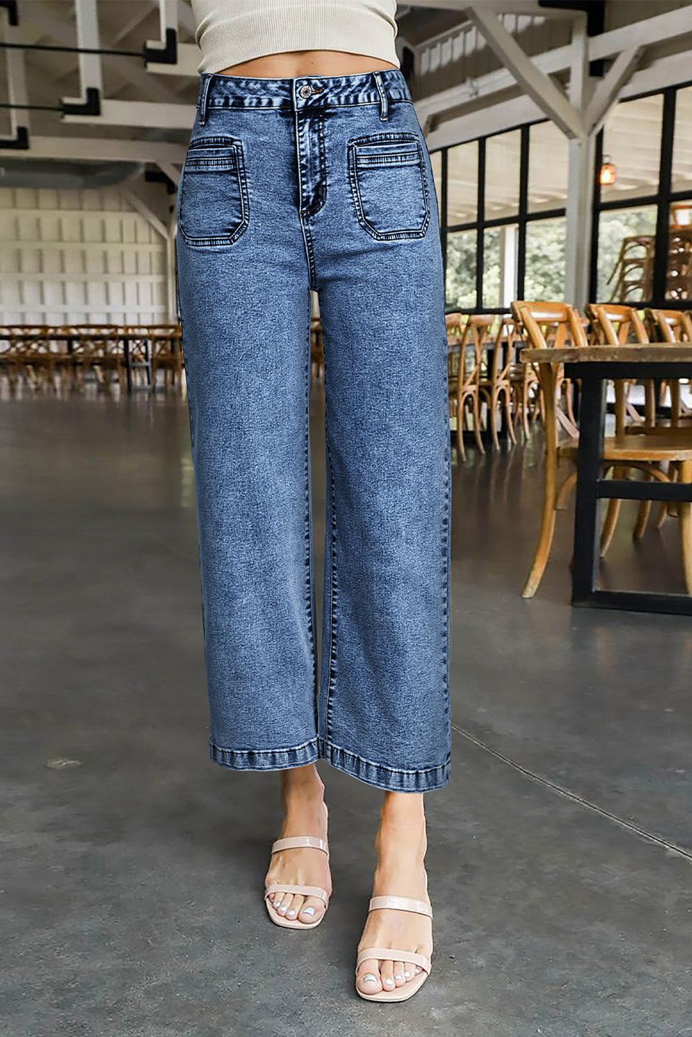 Patch Pocket Straight Leg Loose Jeans- 4 COLOR OPTIONS