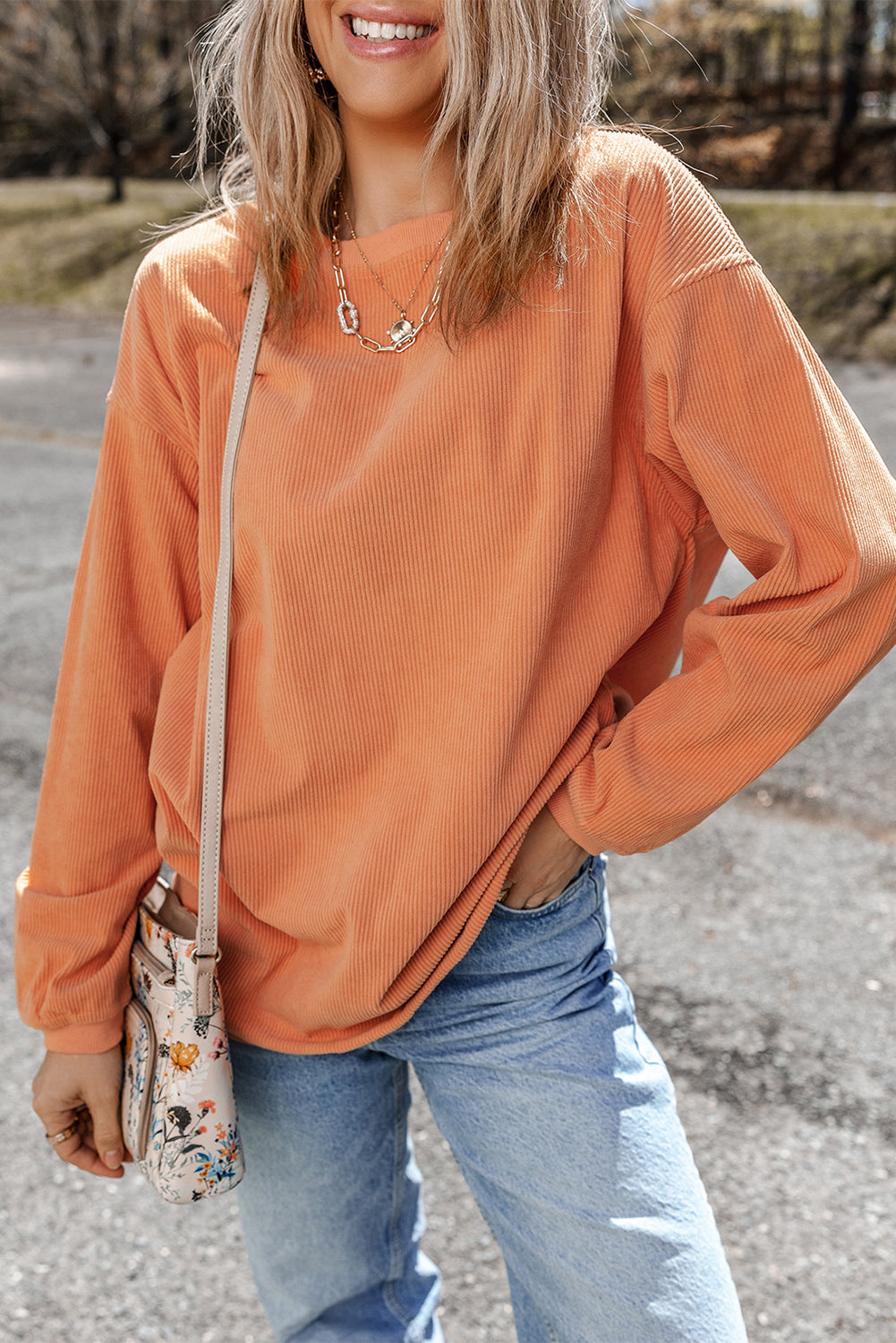 Ribbed Corduroy Oversized Sweatshirt -13 COLOR OPTIONS