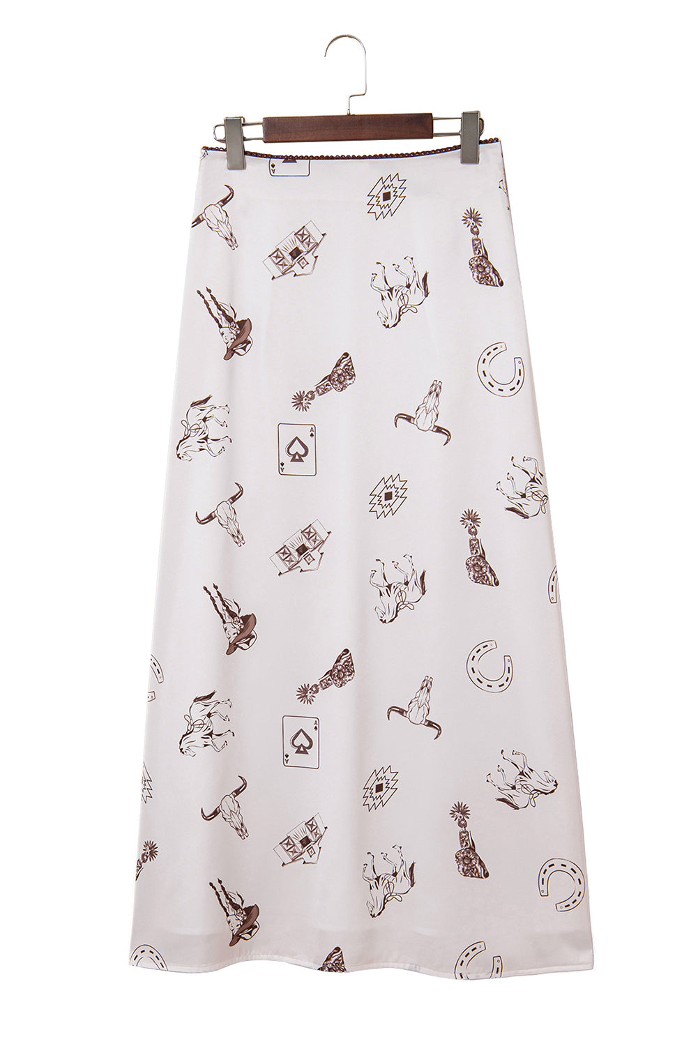 Vintage Print Satin Maxi Skirt -3 COLOR OPTIONS