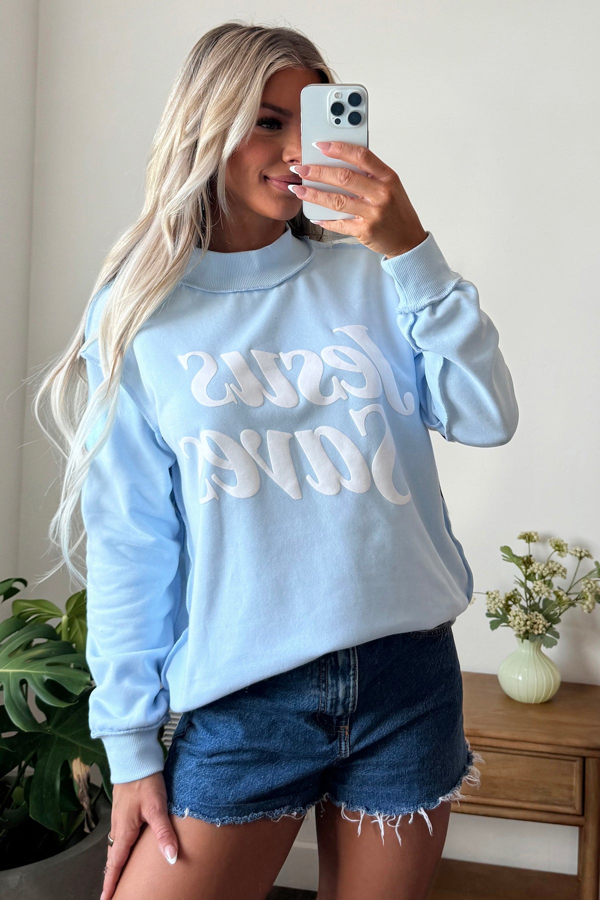 Jesus Saves Slogan Print Stand Neck Baggy Sweatshirt -2 COLOR OPTIONS