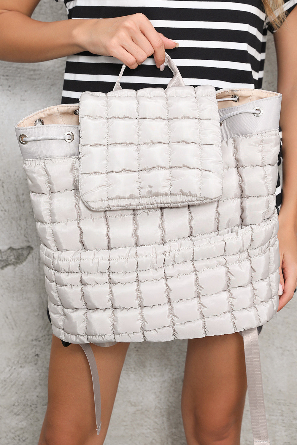 Solid Flapped Quilted Puffer Backpack -6 COLOR OPTIONS