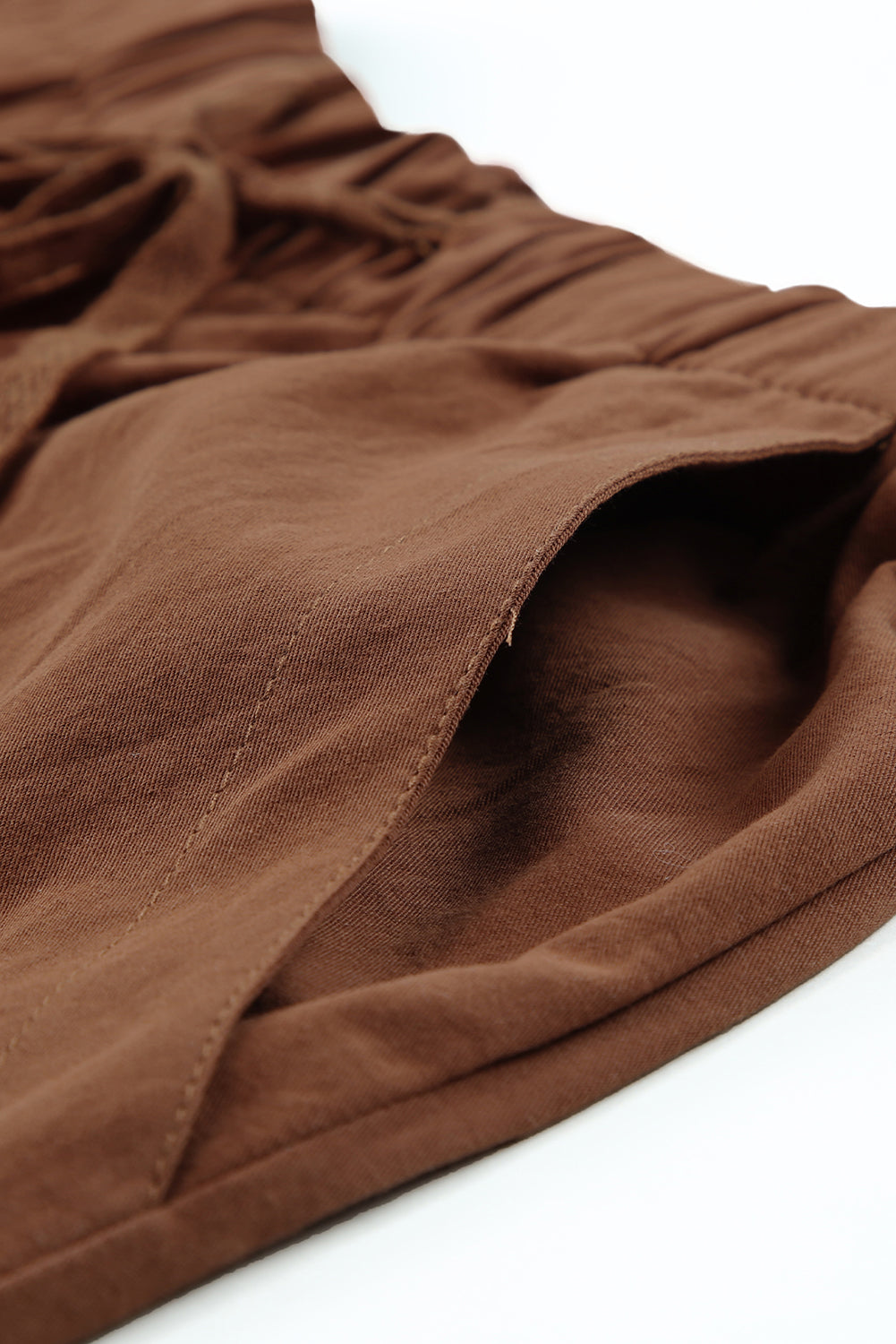 Brown Strive Pocketed Tencel Shorts