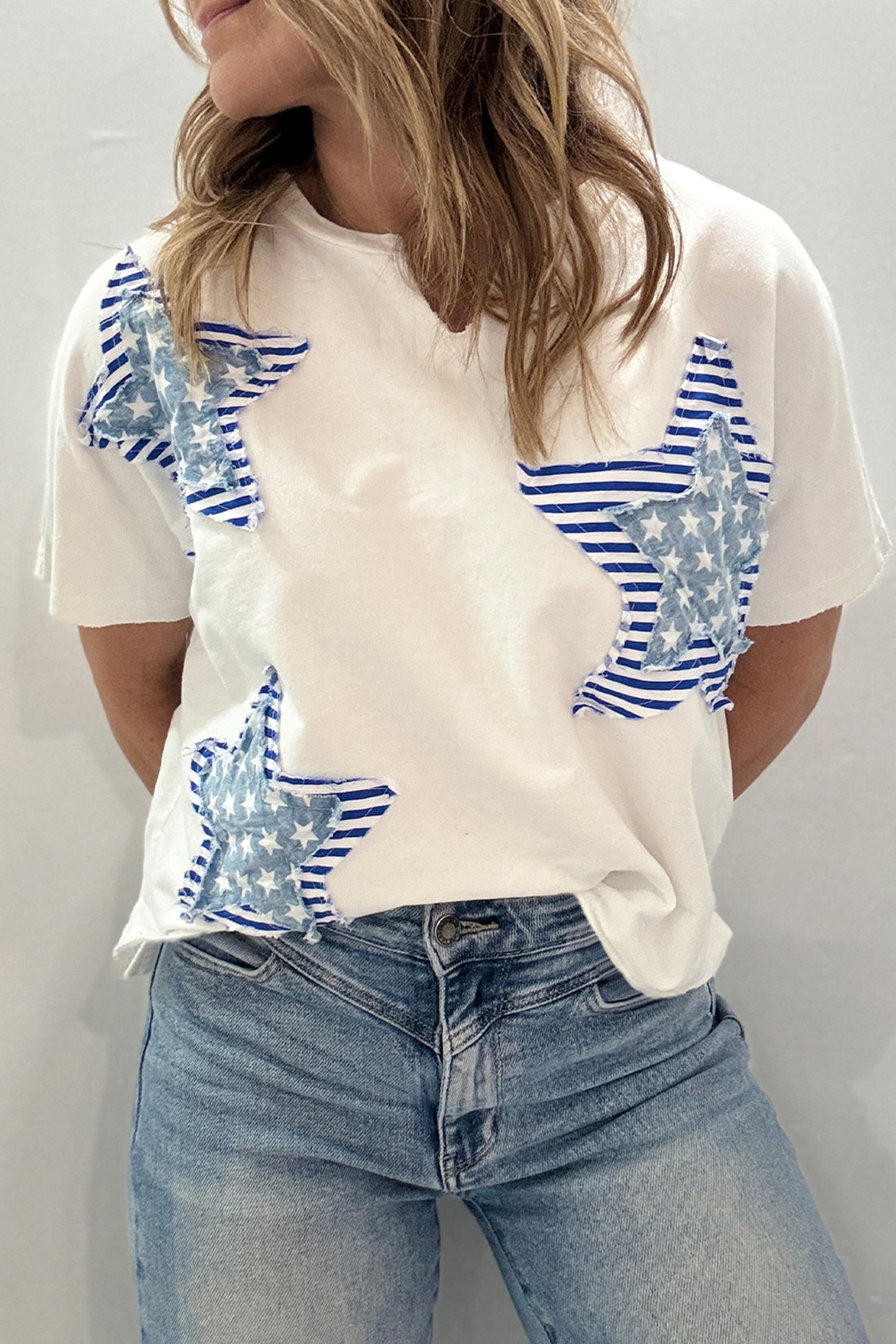 Patriot Star Patched Notched Neck Mineral Washed Tee -2 COLOR OPTIONS