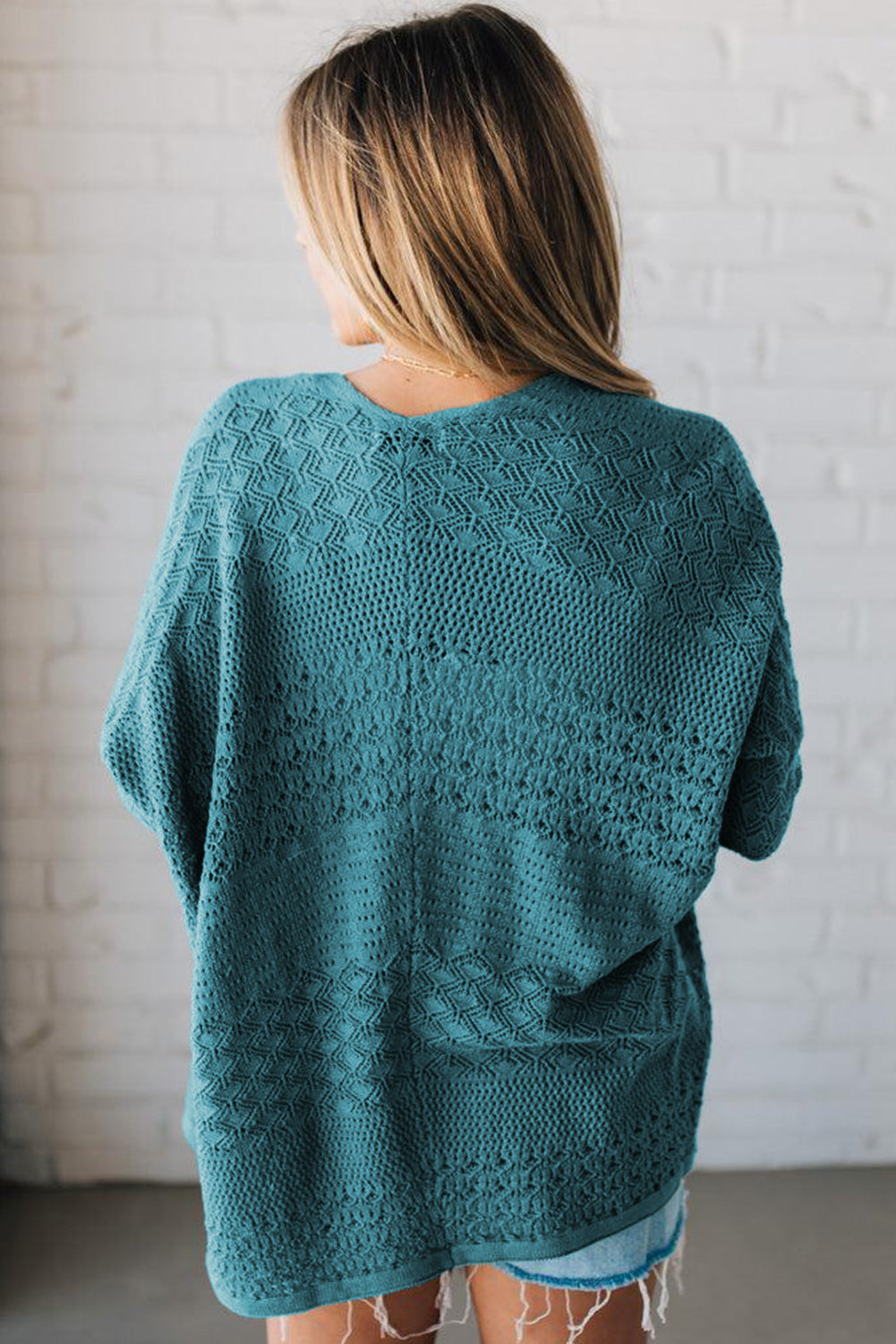 Burl Mix Pattern Hollow Knit Open Front Cardigan -3 COLOR OPTIONS