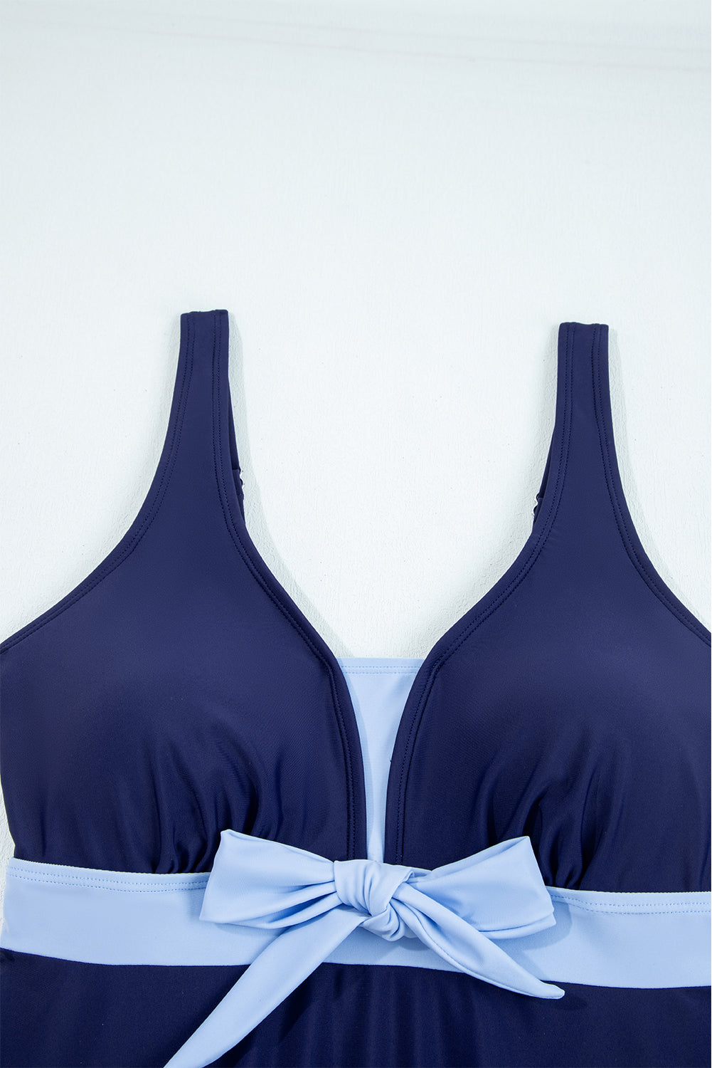 Color Block Patchwork Bow Knot Detail Sleeveless Swim Dress 2pc -3 COLOR OPTIONS