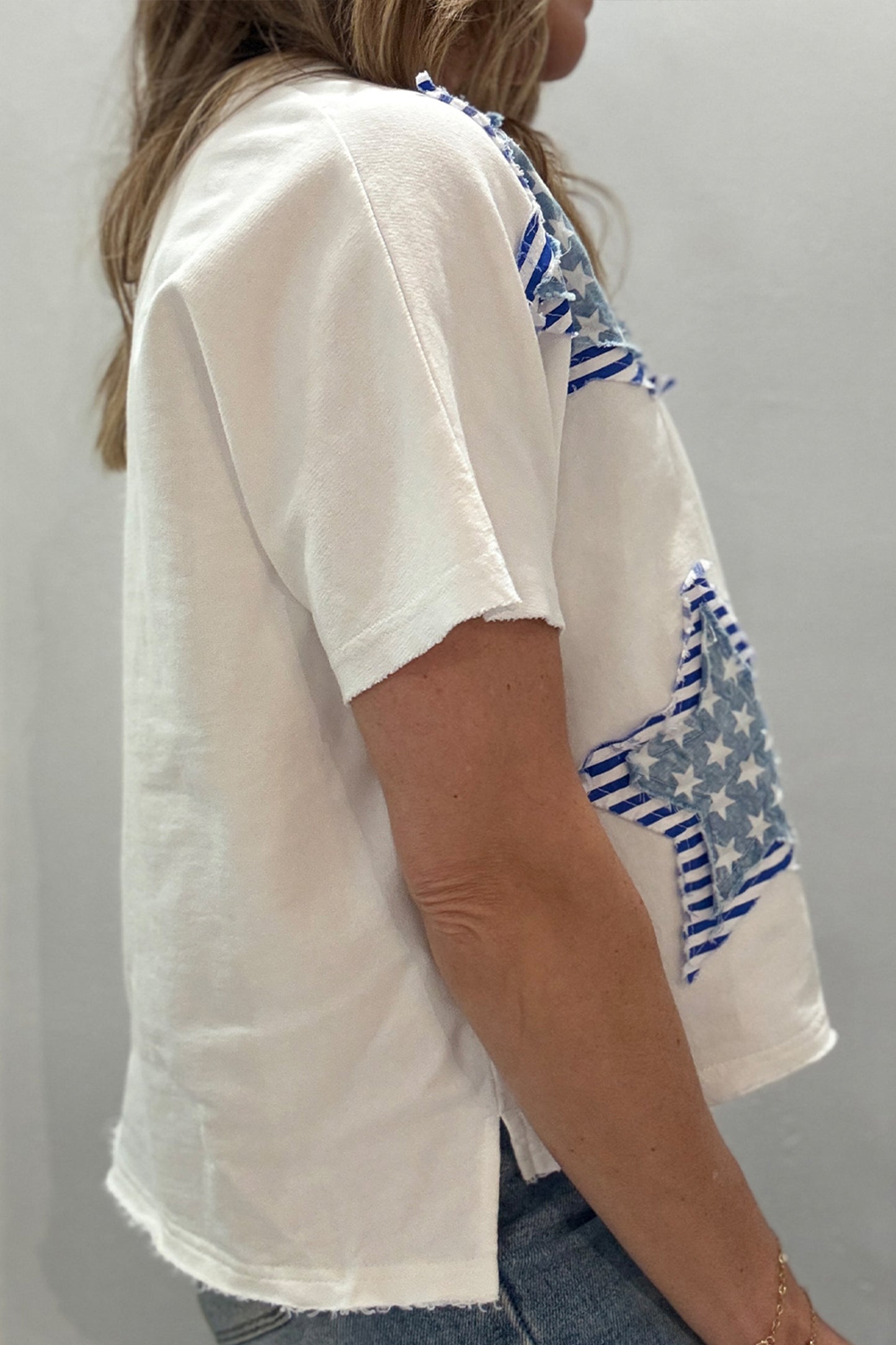 Patriot Star Patched Notched Neck Mineral Washed Tee -2 COLOR OPTIONS