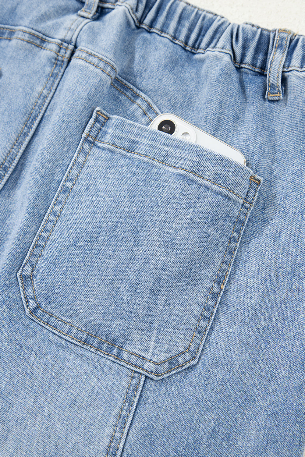 Drawstring Seam Detail Raw Hem Wide Leg Jeans -2 COLOR OPTIONS