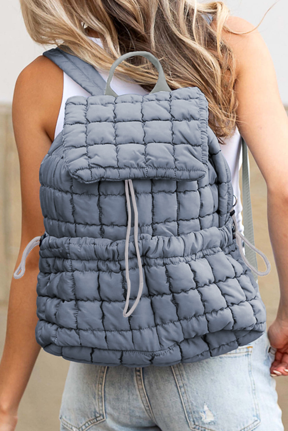Solid Flapped Quilted Puffer Backpack -6 COLOR OPTIONS