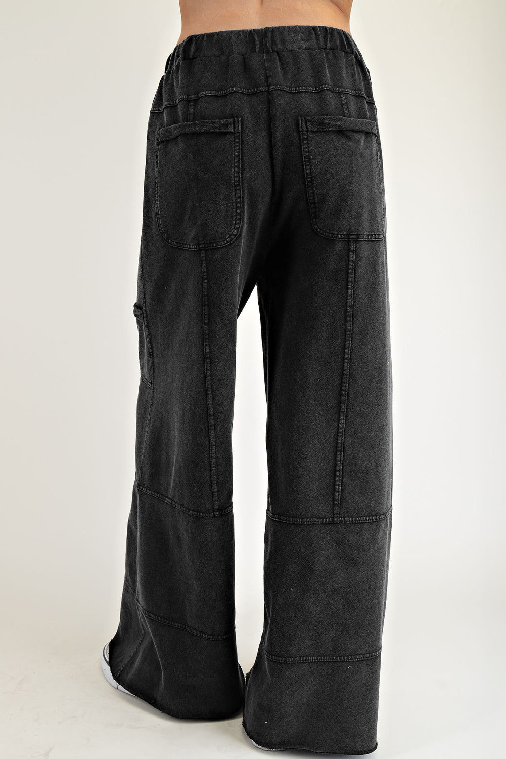 Bonbon Mineral Wash Exposed Seam Wide Leg Cargo Pants -3 COLOR OPTIONS