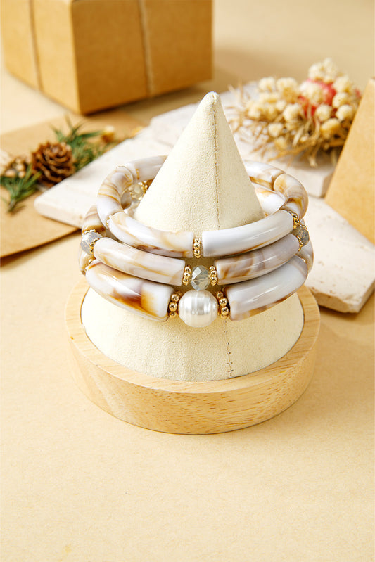 3pcs Boho Vintage Acrylic Beaded Bracelet Set