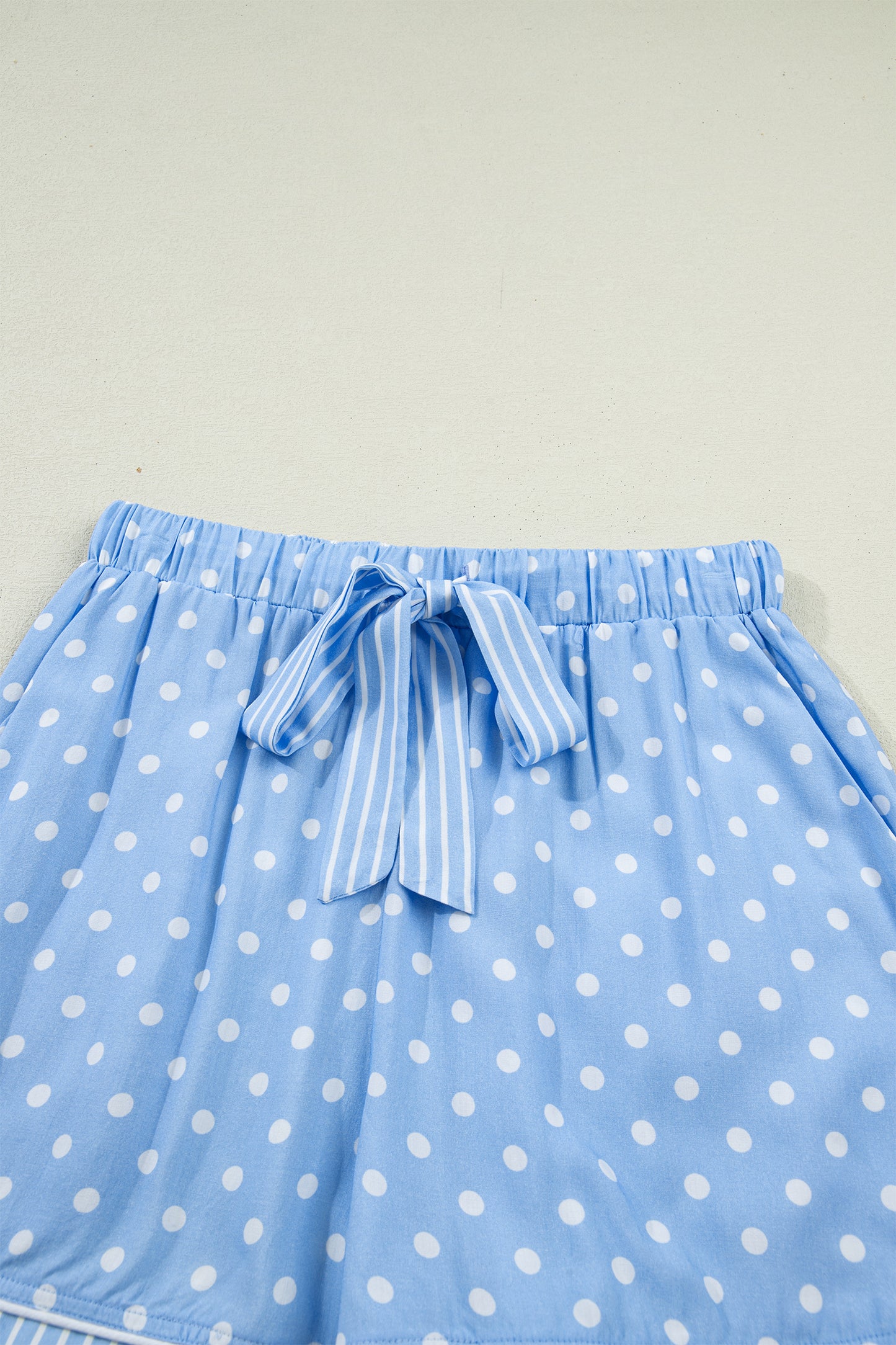 Sky Blue Dotted Print Soft Short Pajama Set
