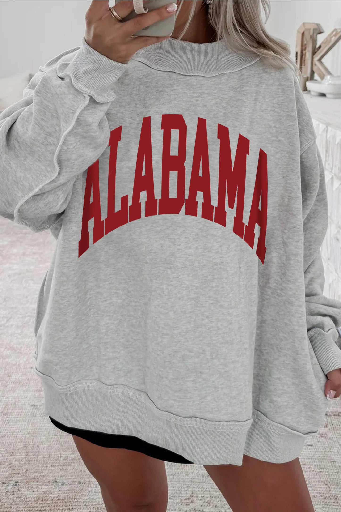 Light Grey MS Reversible Printed Ribbed Patchwork Mock Neck Sweatshirt -2 TEAM OPTIONS
