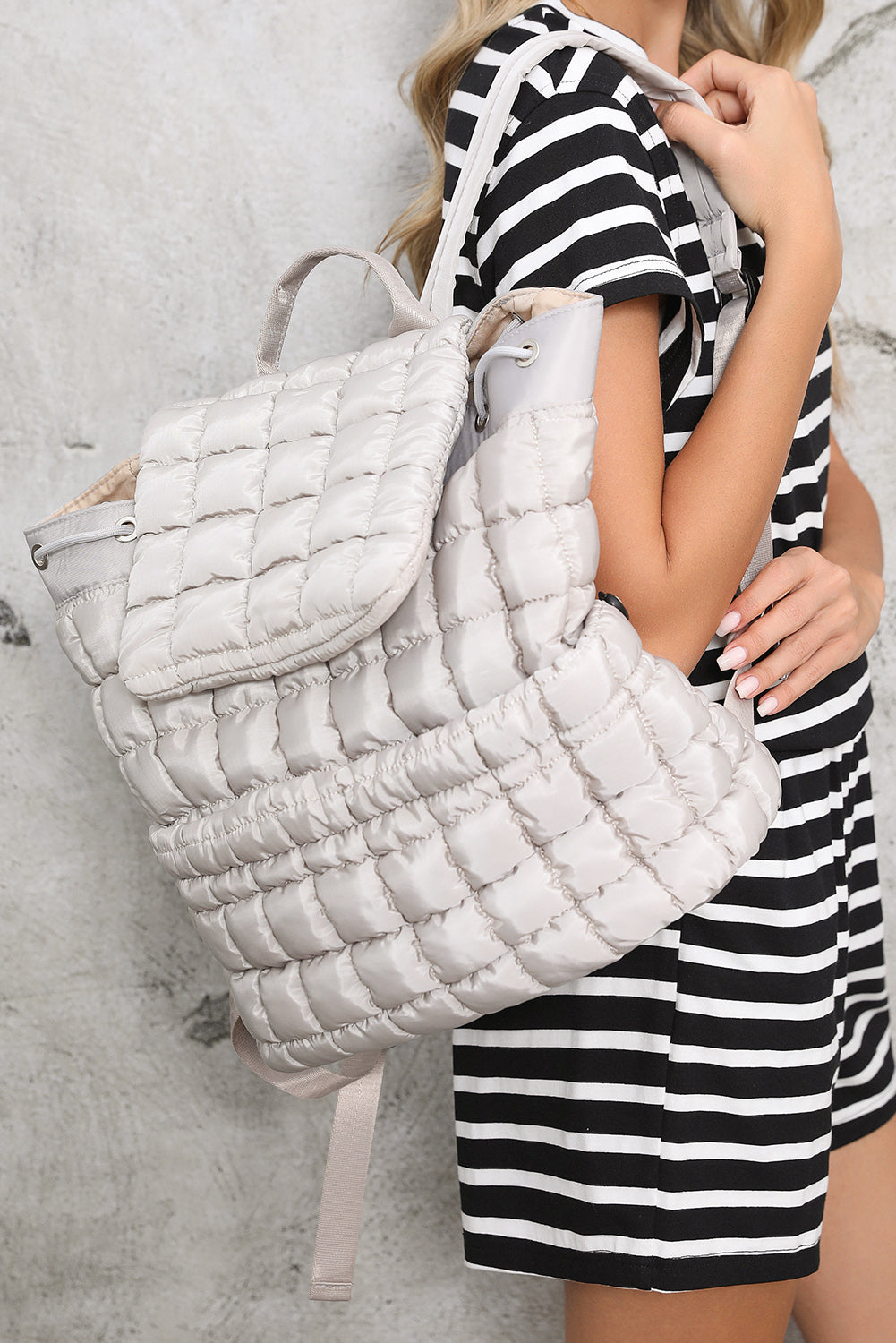 Solid Flapped Quilted Puffer Backpack -6 COLOR OPTIONS