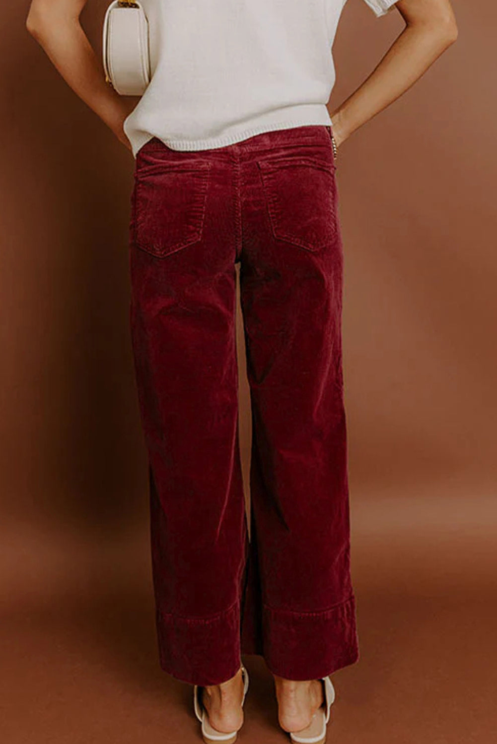 Corduroy Solid Color High Waist Wide Leg Pants -2 COLOR OPTIONS