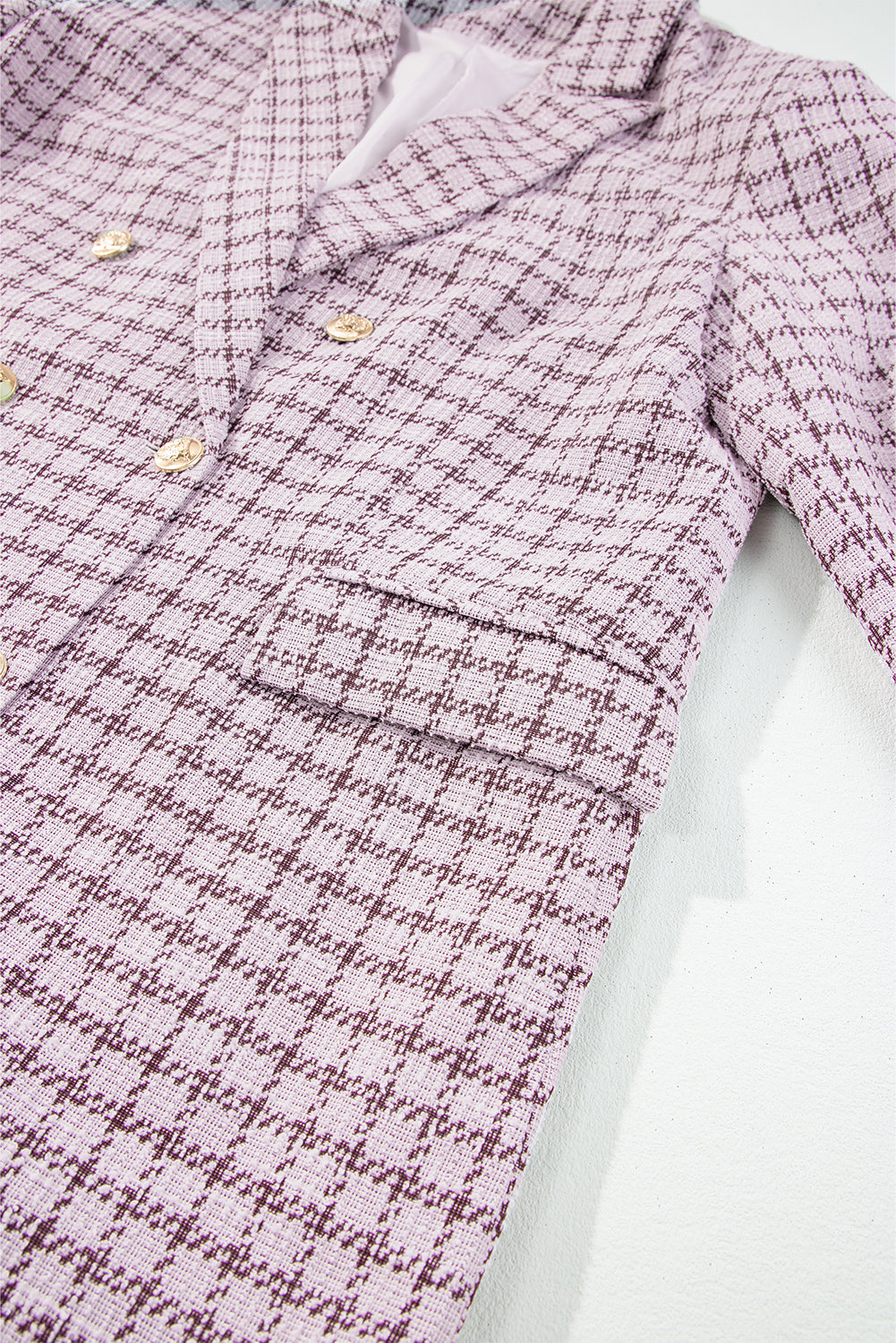 Elegant Tweed Plaid Blazer
