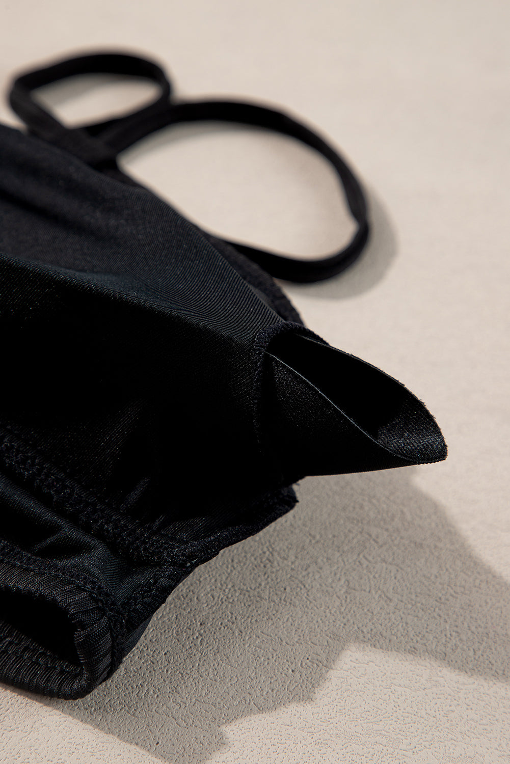 Black Ribbed Knit High Waist 2pcs Bikini Swimsuit
