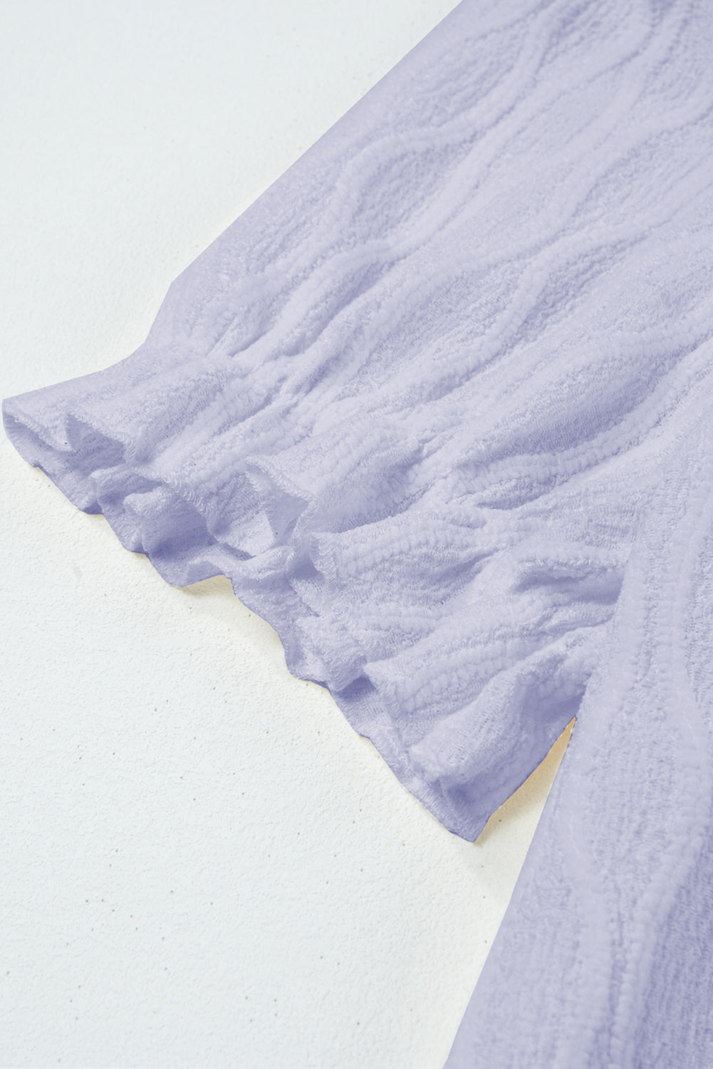 Solid Color Textured Notched Neck Puff Sleeve Blouse -2 COLOR OPTIONS