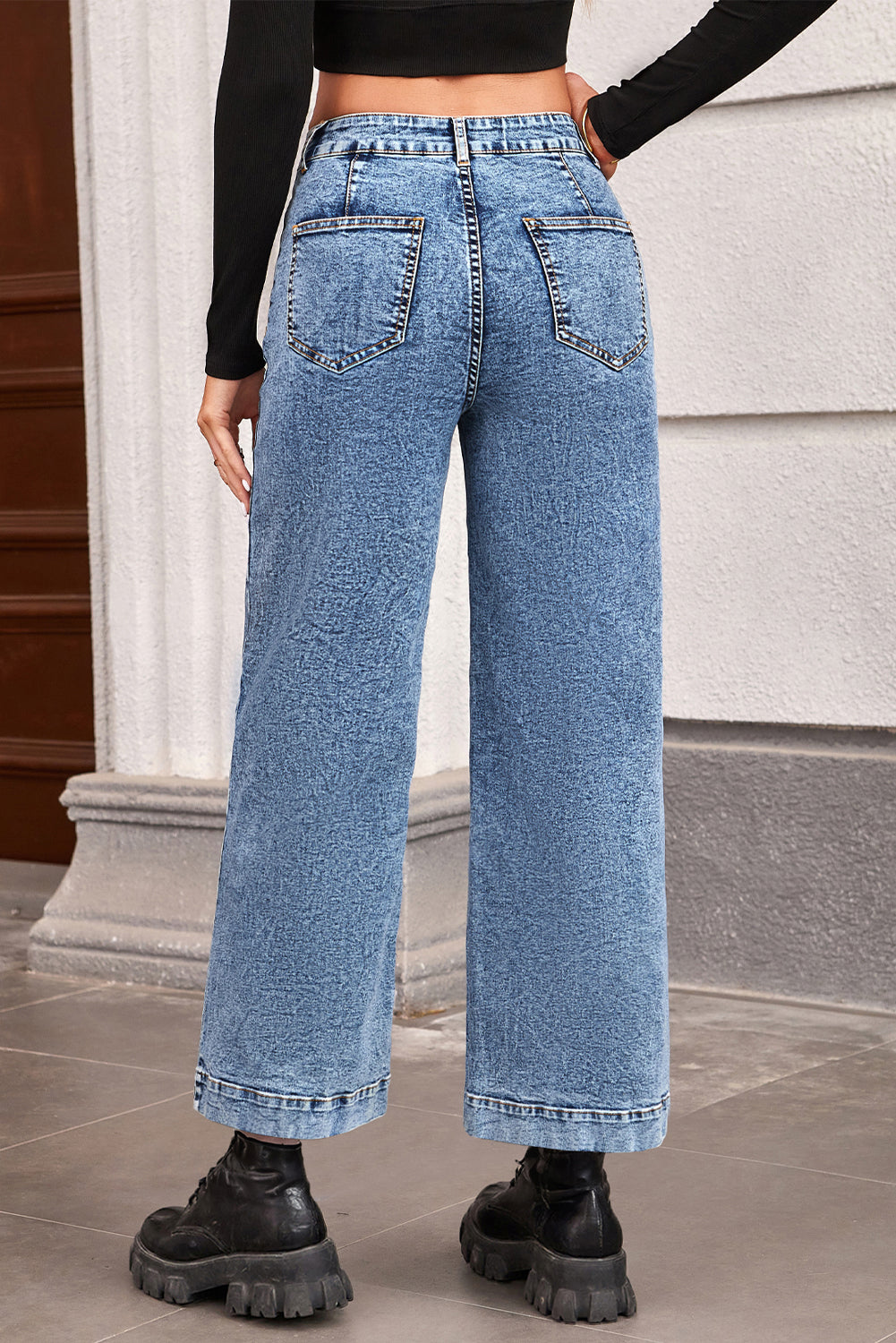 Patch Pocket Straight Leg Loose Jeans- 4 COLOR OPTIONS
