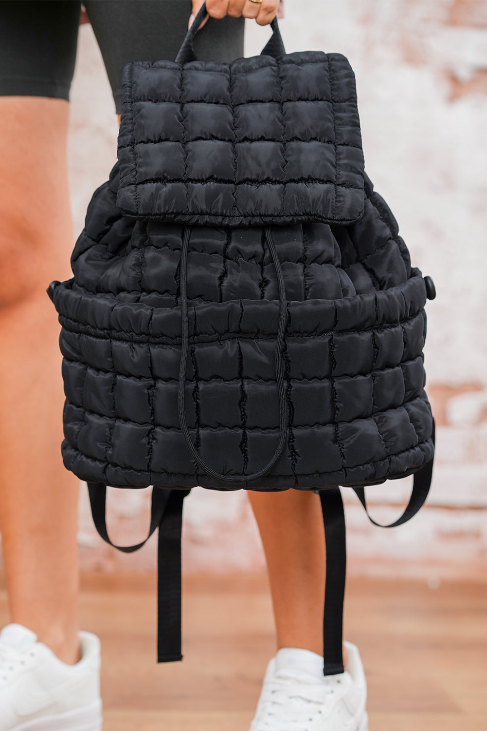 Solid Flapped Quilted Puffer Backpack -6 COLOR OPTIONS