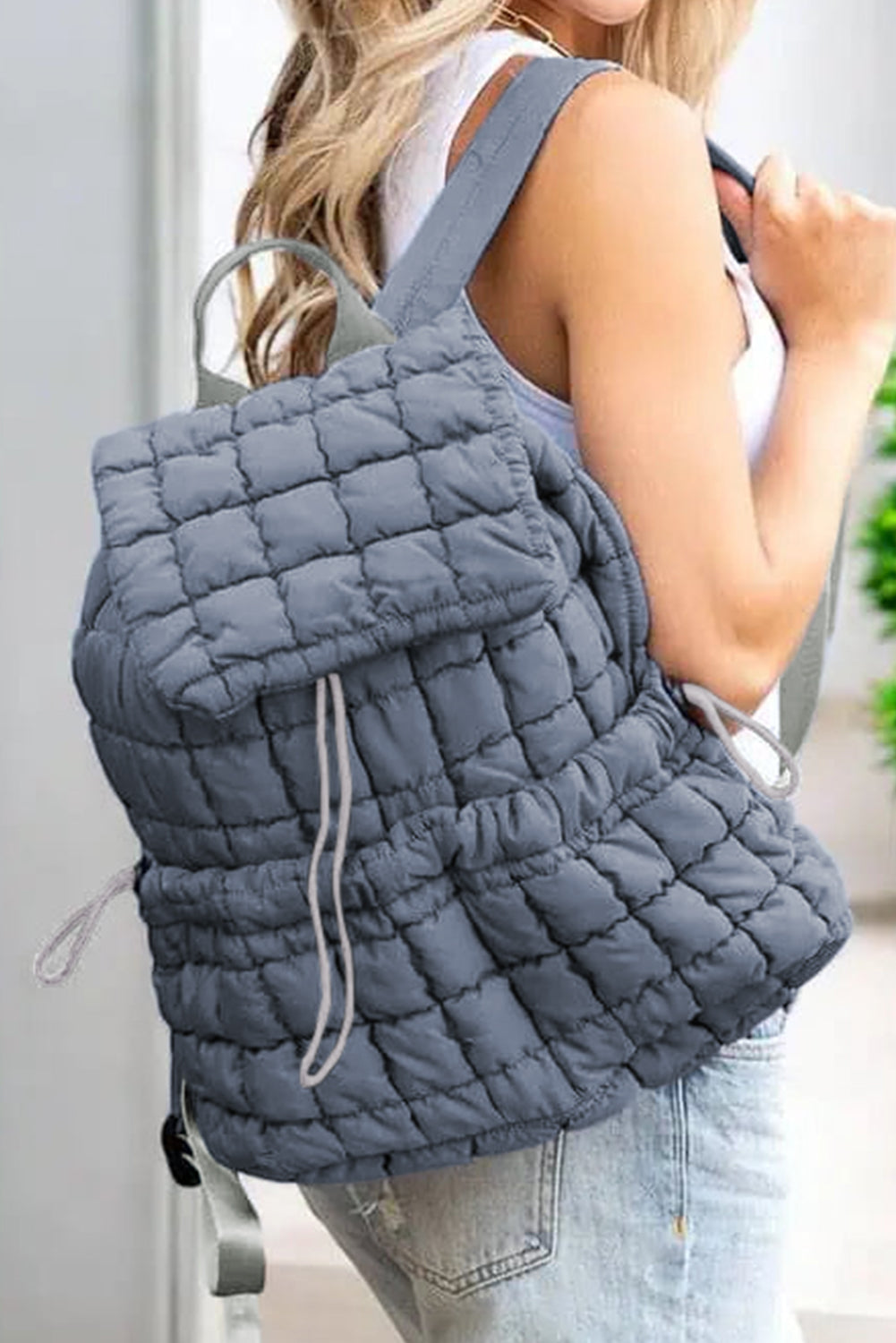 Solid Flapped Quilted Puffer Backpack -6 COLOR OPTIONS