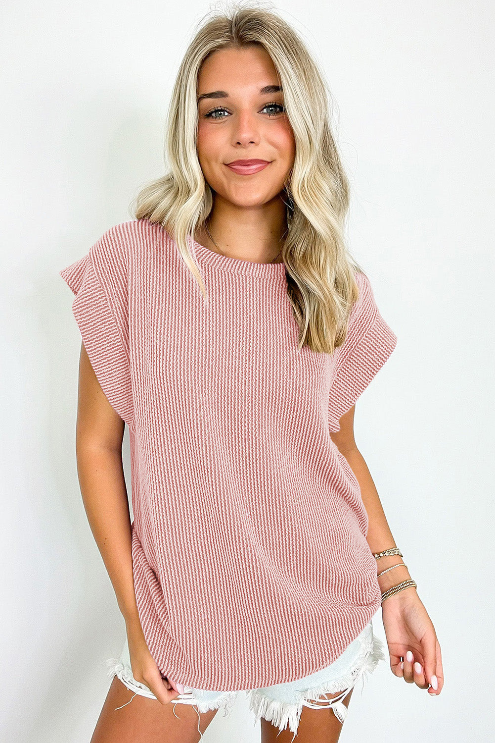 Twisted Ribbed Textured Plain Top -3 COLOR OPTIONS