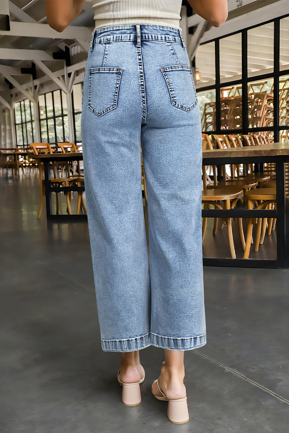 Patch Pocket Straight Leg Loose Jeans- 4 COLOR OPTIONS