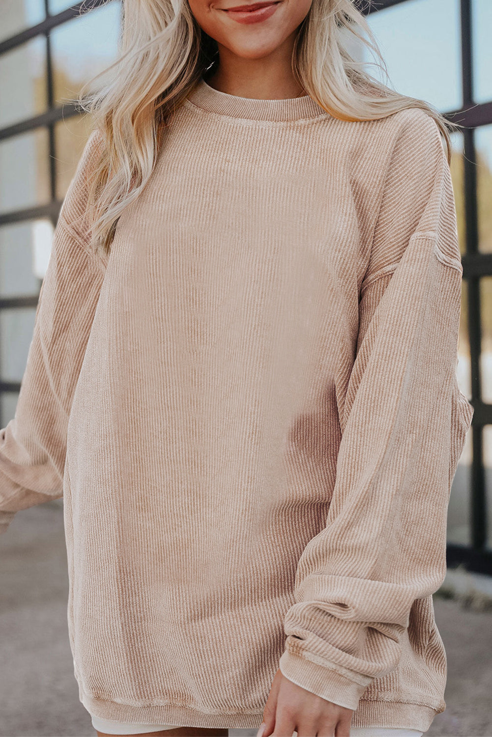 Ribbed Corduroy Oversized Sweatshirt -13 COLOR OPTIONS