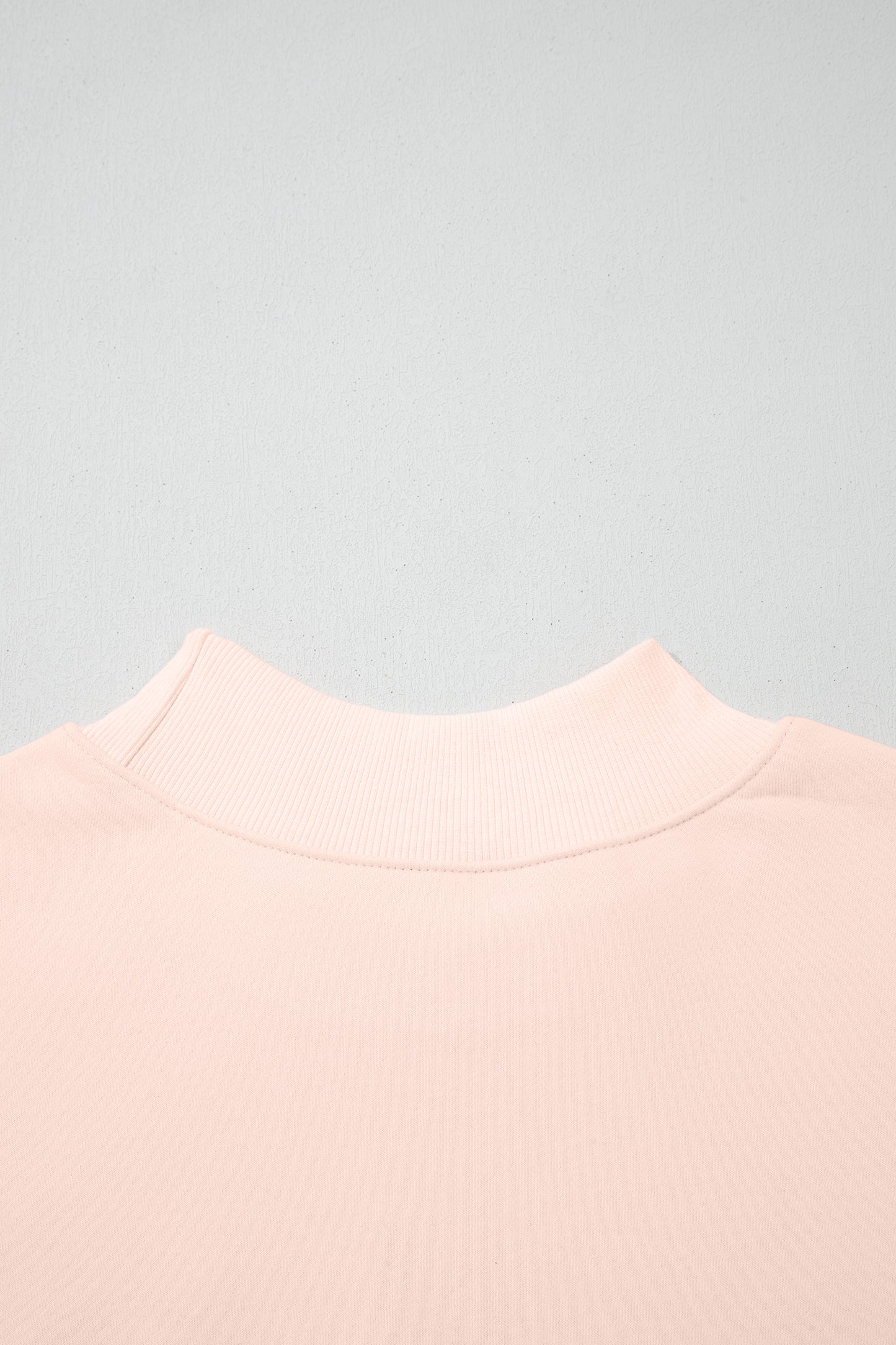 Light Pink Oversize Blessed Embroidered Mock Neck Sweatshirt