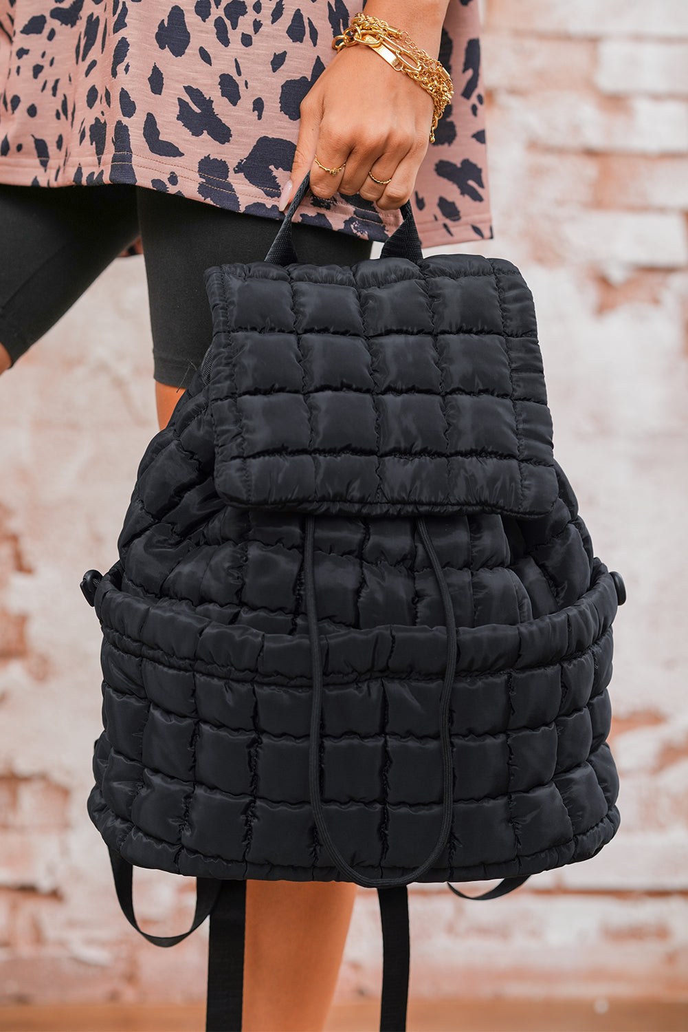 Solid Flapped Quilted Puffer Backpack -6 COLOR OPTIONS