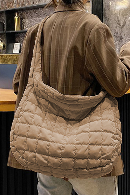 Quilted Zipper Large Shoulder Bag -2 COLORS