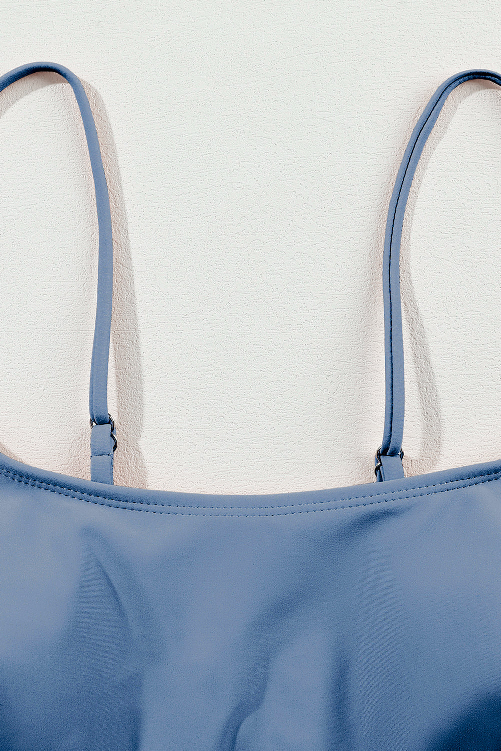 Dusk Blue Colorful Stitch Border Detail 2pcs High Waist Bikini Swimsuit
