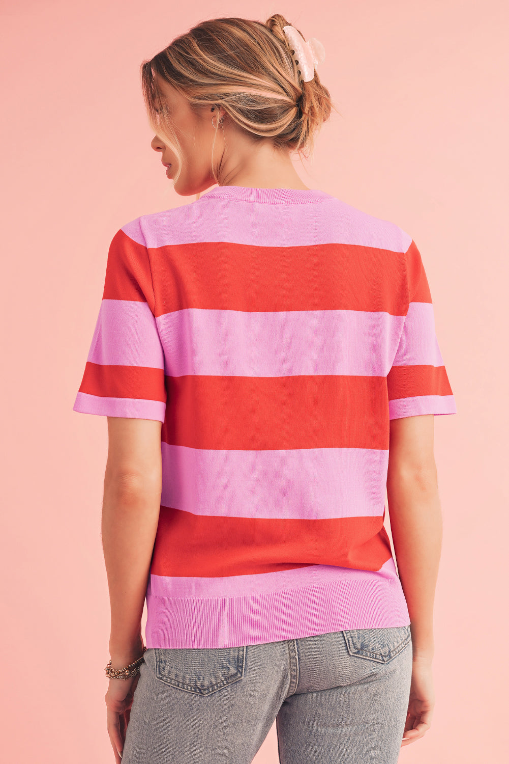 Stripe Colorblock Striped Knitted T shirt -2 COLOR OPTIONS