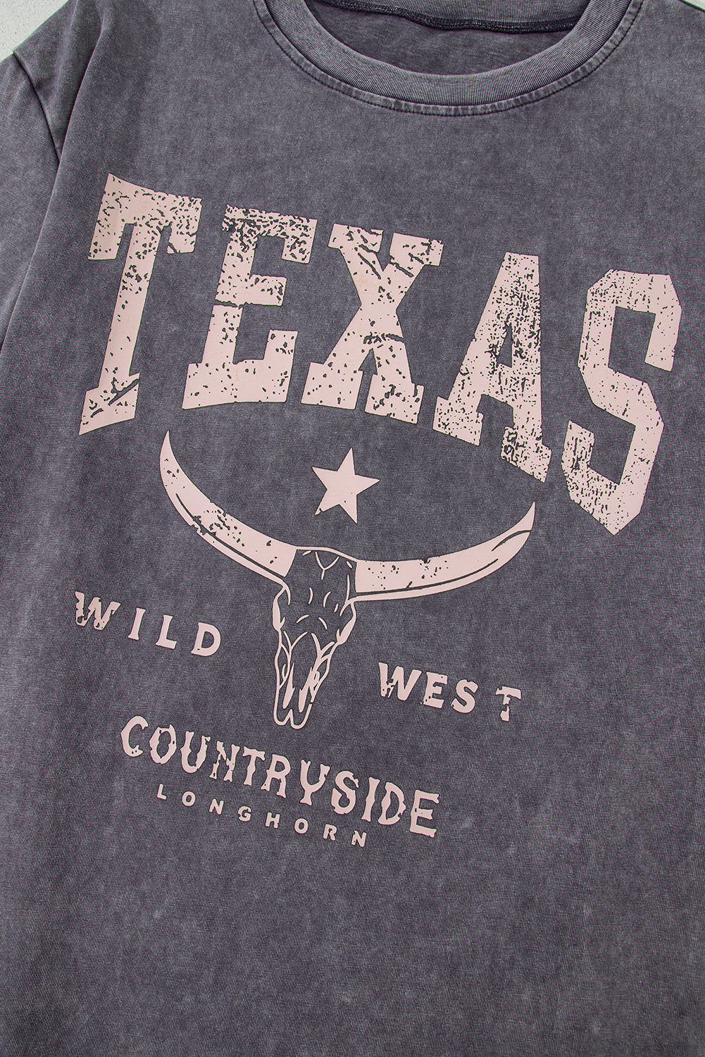 TEXAS Steer Head Graphic Mineral Wash Oversized T Shirt