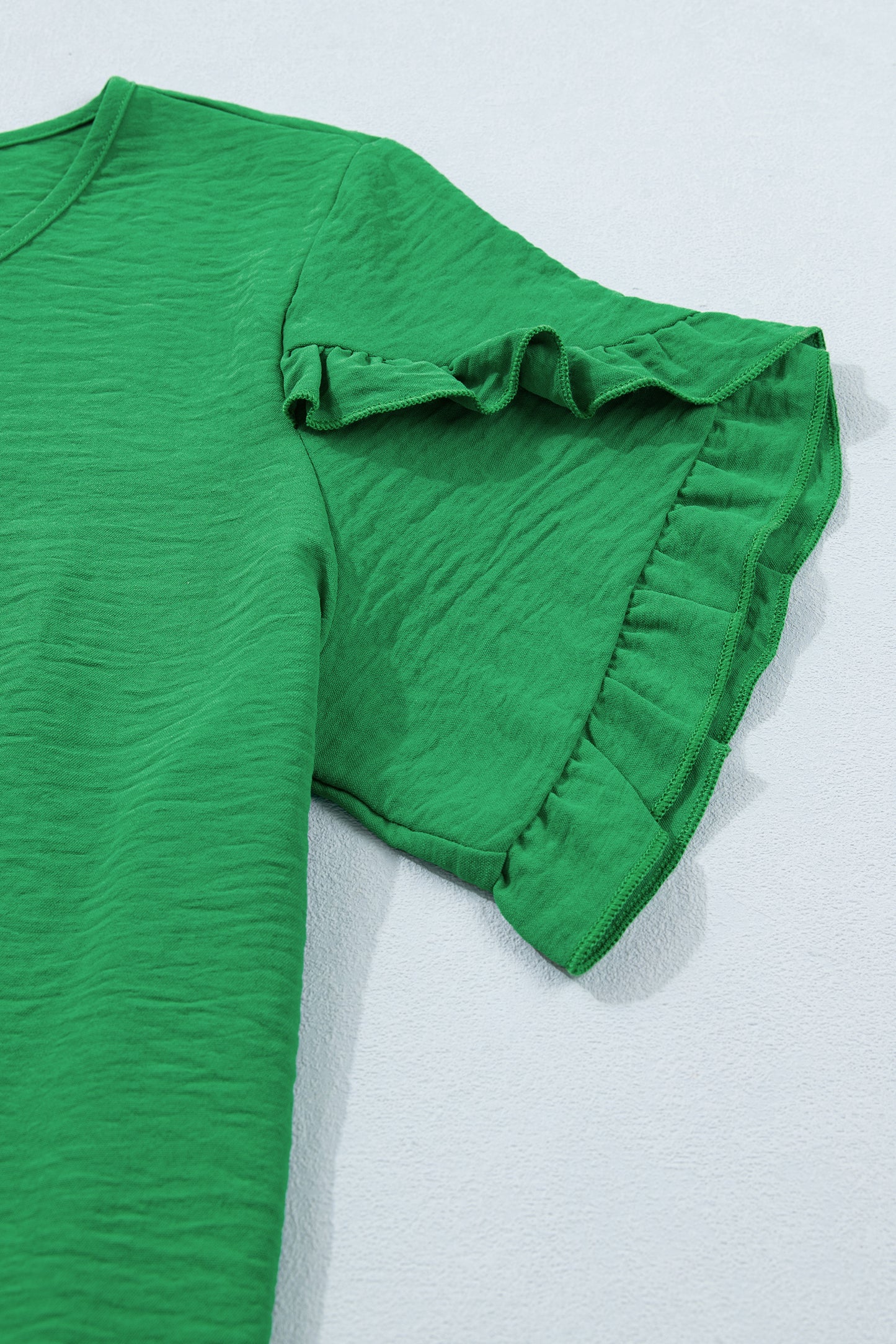 Ruffle Trim Short Sleeve Blouse -2 COLOR OPTIONS