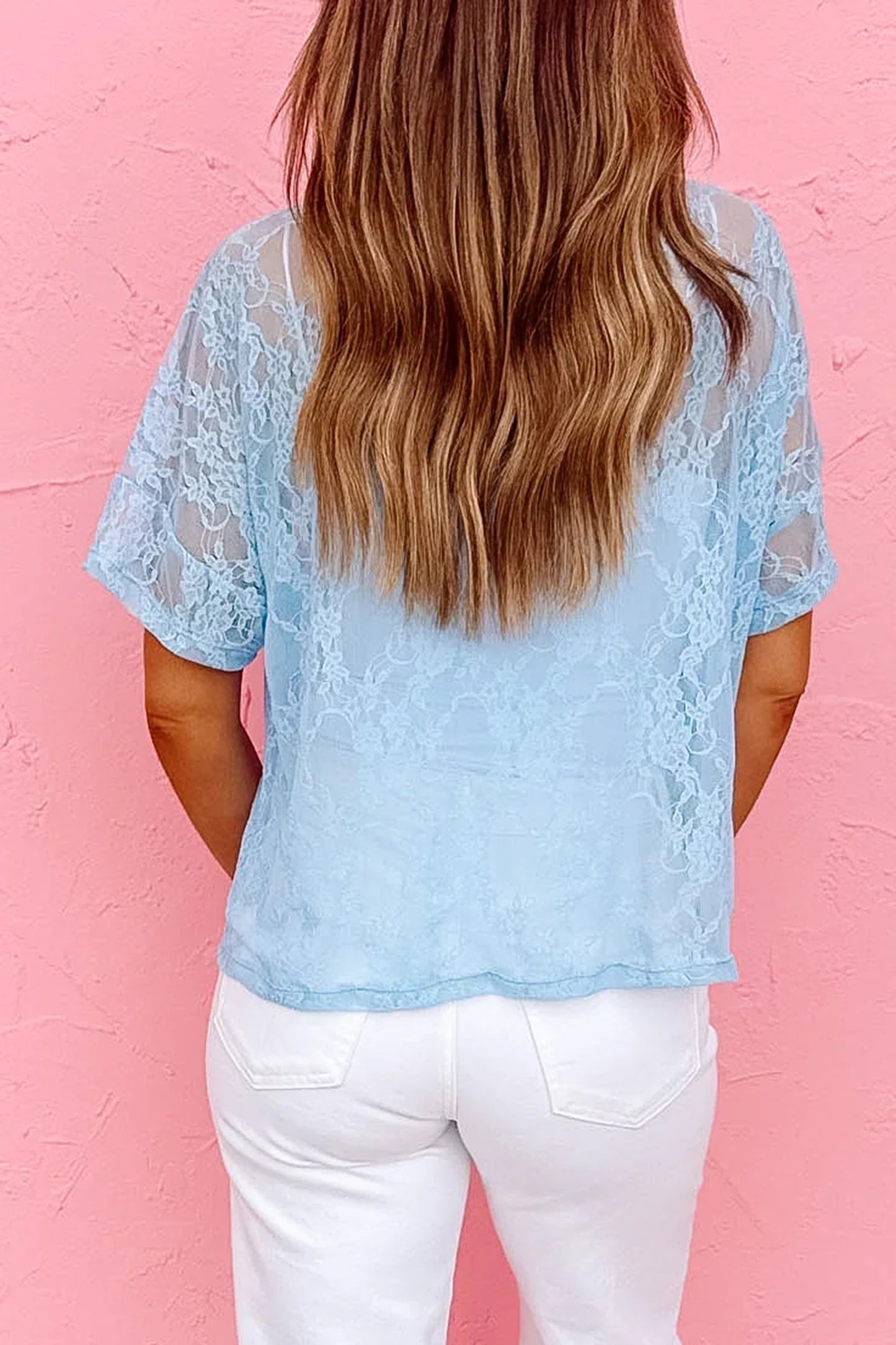 Sheer Floral Lace Boxy Tee -2 COLOR OPTIONS